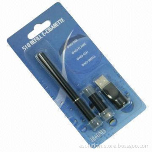 510 Single Blister E-cigarette, 1 Piece Atomizer, 1 Piece Battery, 1 Piece USB Charge Cable